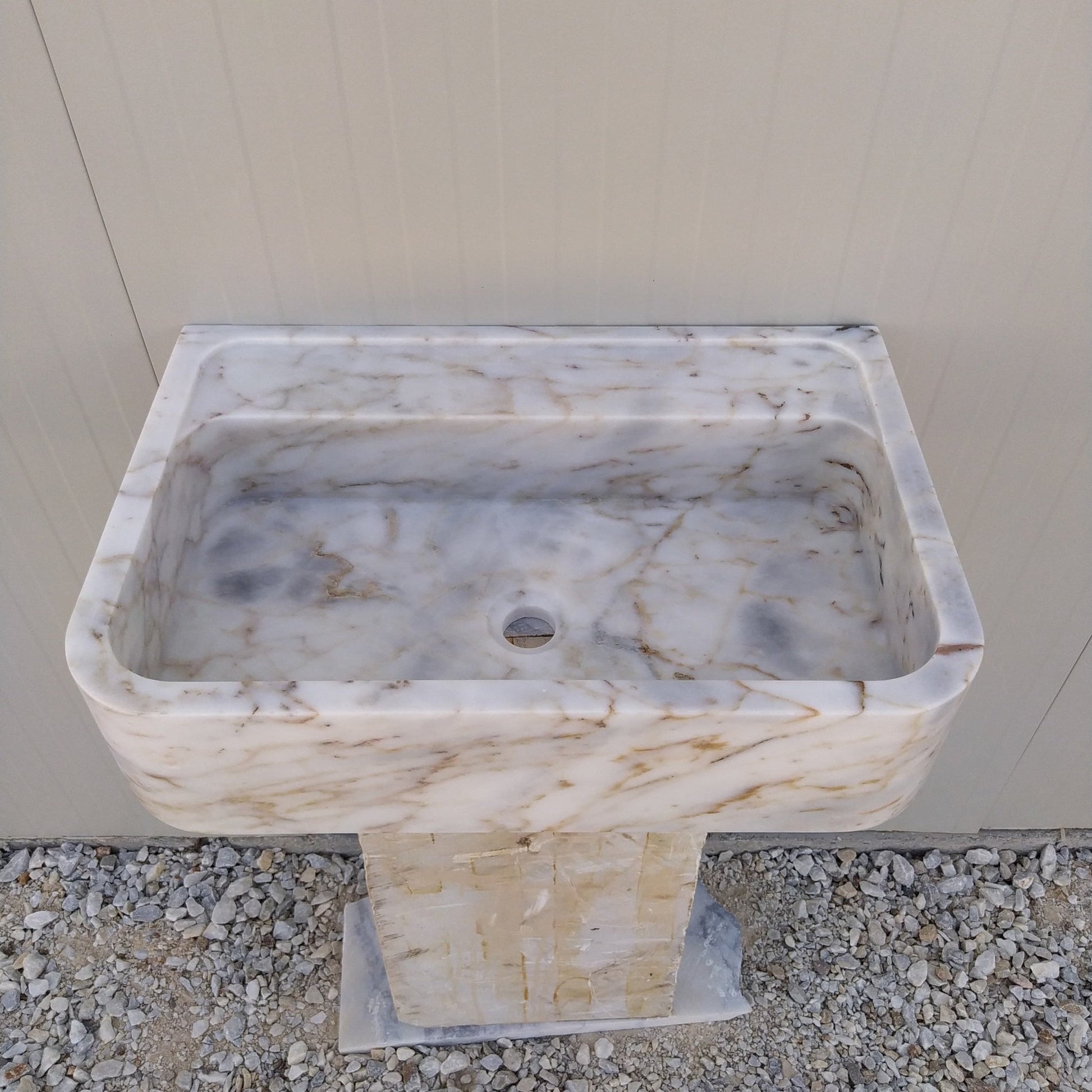 Calacatta Gold Sink, Wall Mount Vanity, Wall Hung Marble Sink, Gold Marble Vanity Sink, Stone Sink Wall Mount, Floating Stone Sink, Basin - Zeus Marble