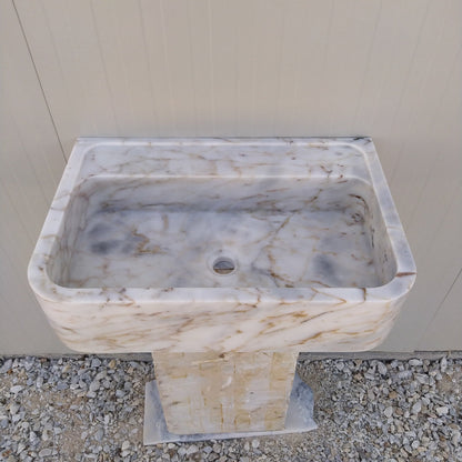 Calacatta Gold Sink, Wall Mount Vanity, Wall Hung Marble Sink, Gold Marble Vanity Sink, Stone Sink Wall Mount, Floating Stone Sink, Basin - Zeus Marble