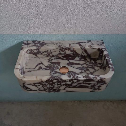 Calacatta Viola Marble Sink, Wall Mounted Sink, Marble Bathroom Sink, Stone Sink, Marble Sink, Custom Marble Sink, Marble Basin, Powder Sink - Zeus Marble