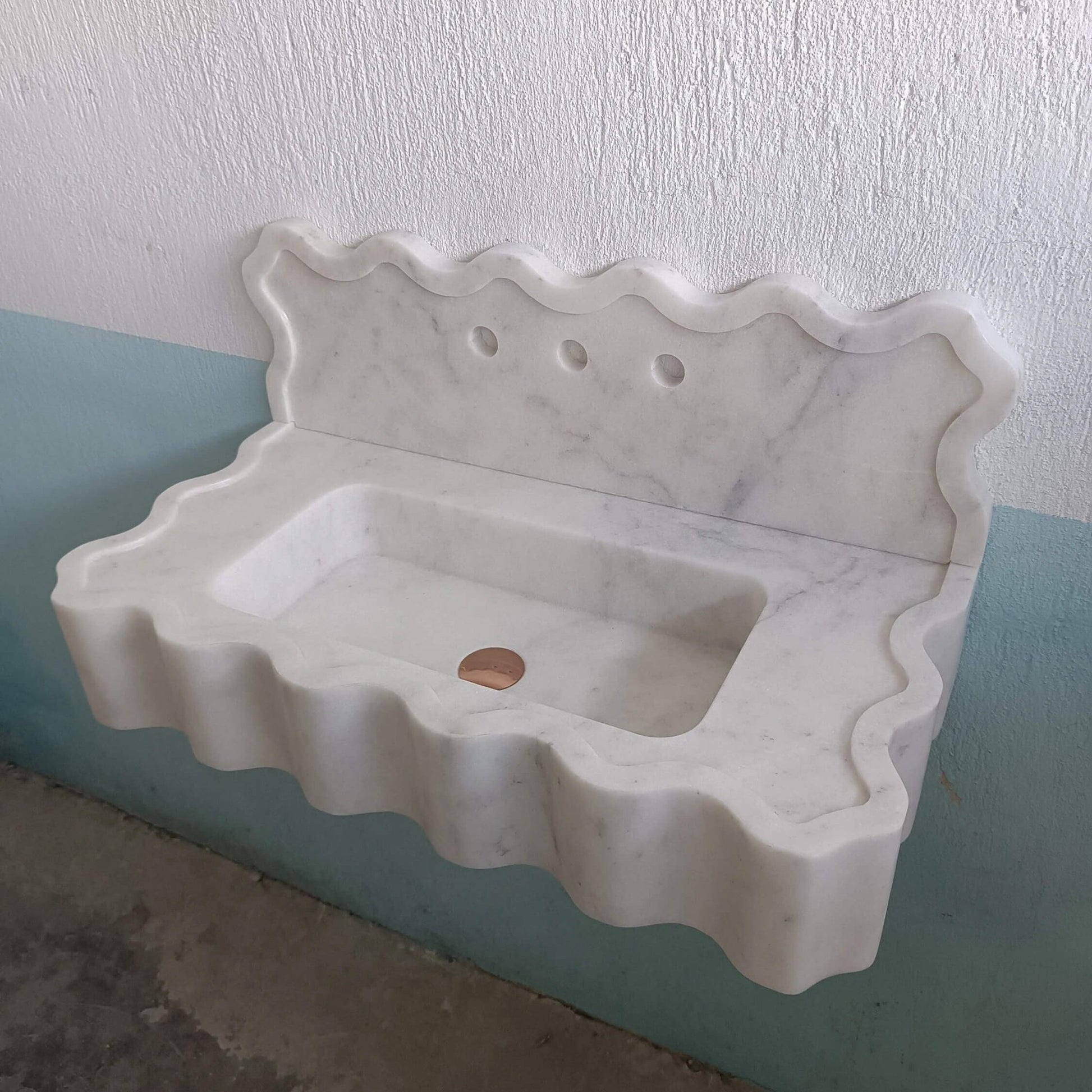 Carrara Marble Sink, White Stone Sink, Marble Sink Wall Mount, Stone Sink Vanity, Powder Room Sink, Marble Floating Sink, Sink Backsplash - Zeus Marble
