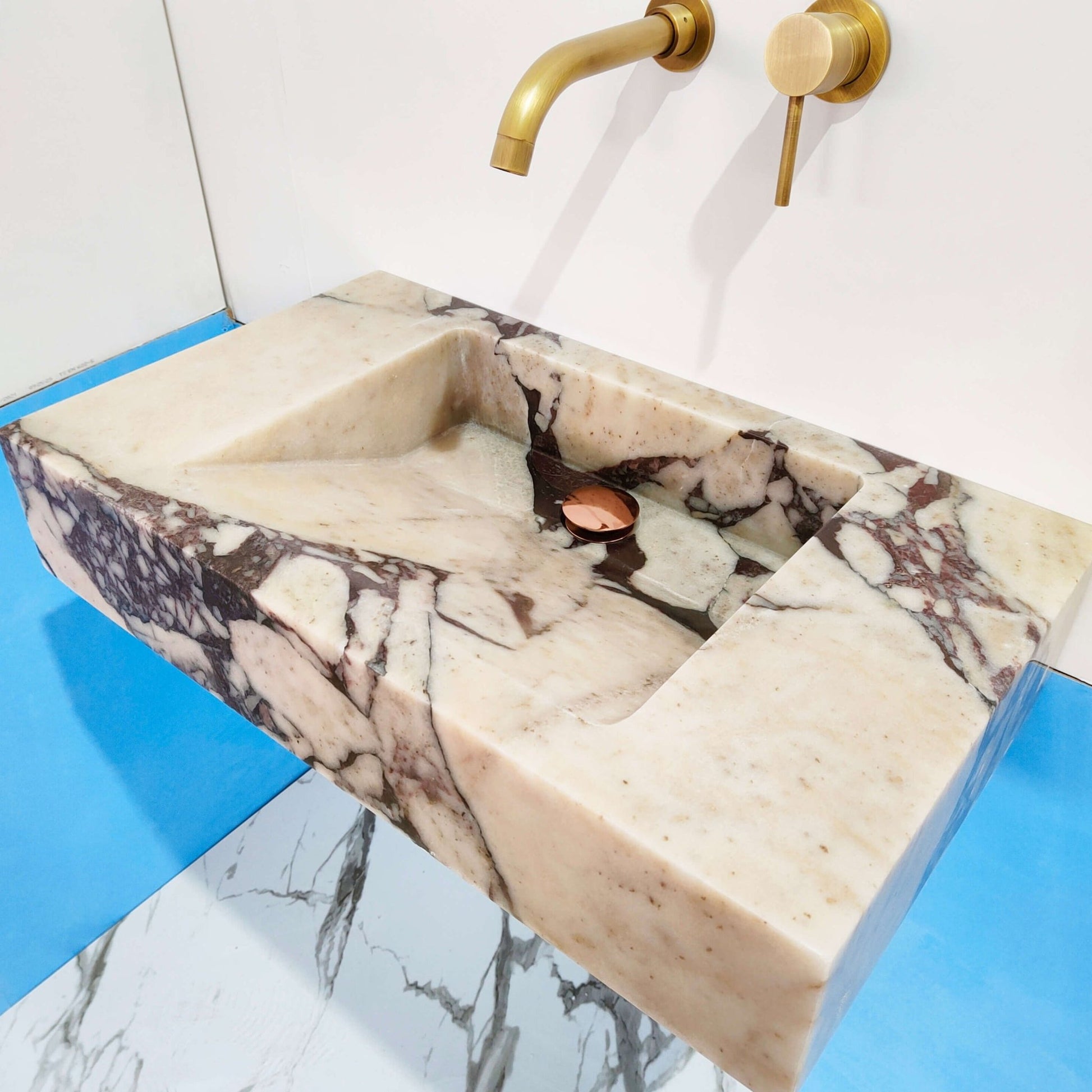 Marble sink, stone sink calacatta viola marble bathroom sinks, wall hung marble sink, soapstone sink vessel sink marble above counter sink - Zeus Marble