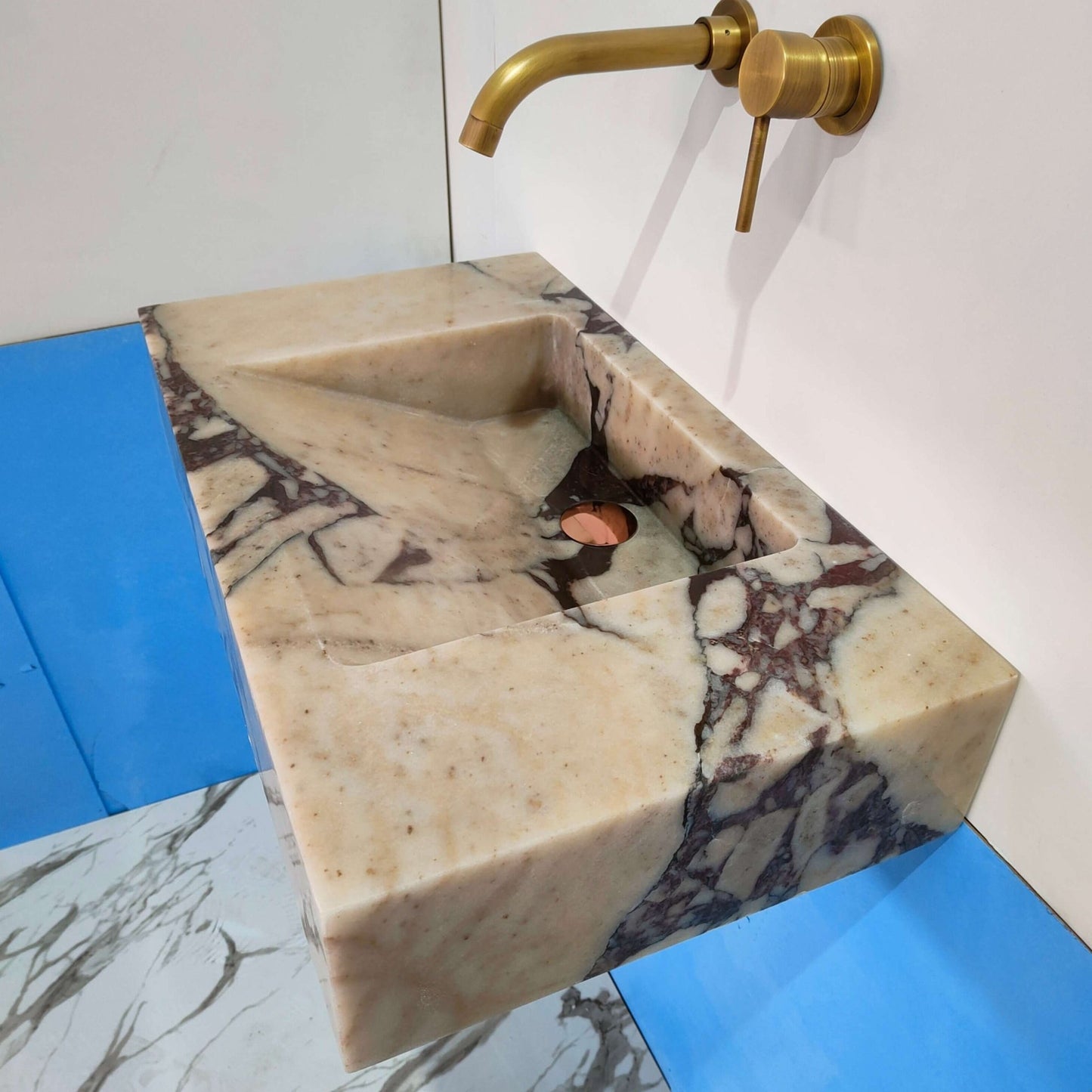 Marble sink, stone sink calacatta viola marble bathroom sinks, wall hung marble sink, soapstone sink vessel sink marble above counter sink - Zeus Marble
