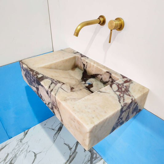 Marble sink, stone sink calacatta viola marble bathroom sinks, wall hung marble sink, soapstone sink vessel sink marble above counter sink - Zeus Marble