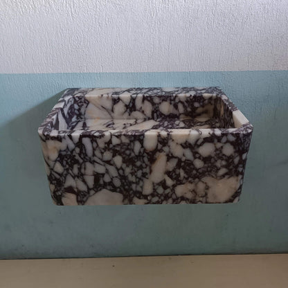 Marble sink wall mount, Floating marble sink, Custom marble sink, Powder room sink, Bathroom sink, Stone sink, Calacatta viola sink - Zeus Marble