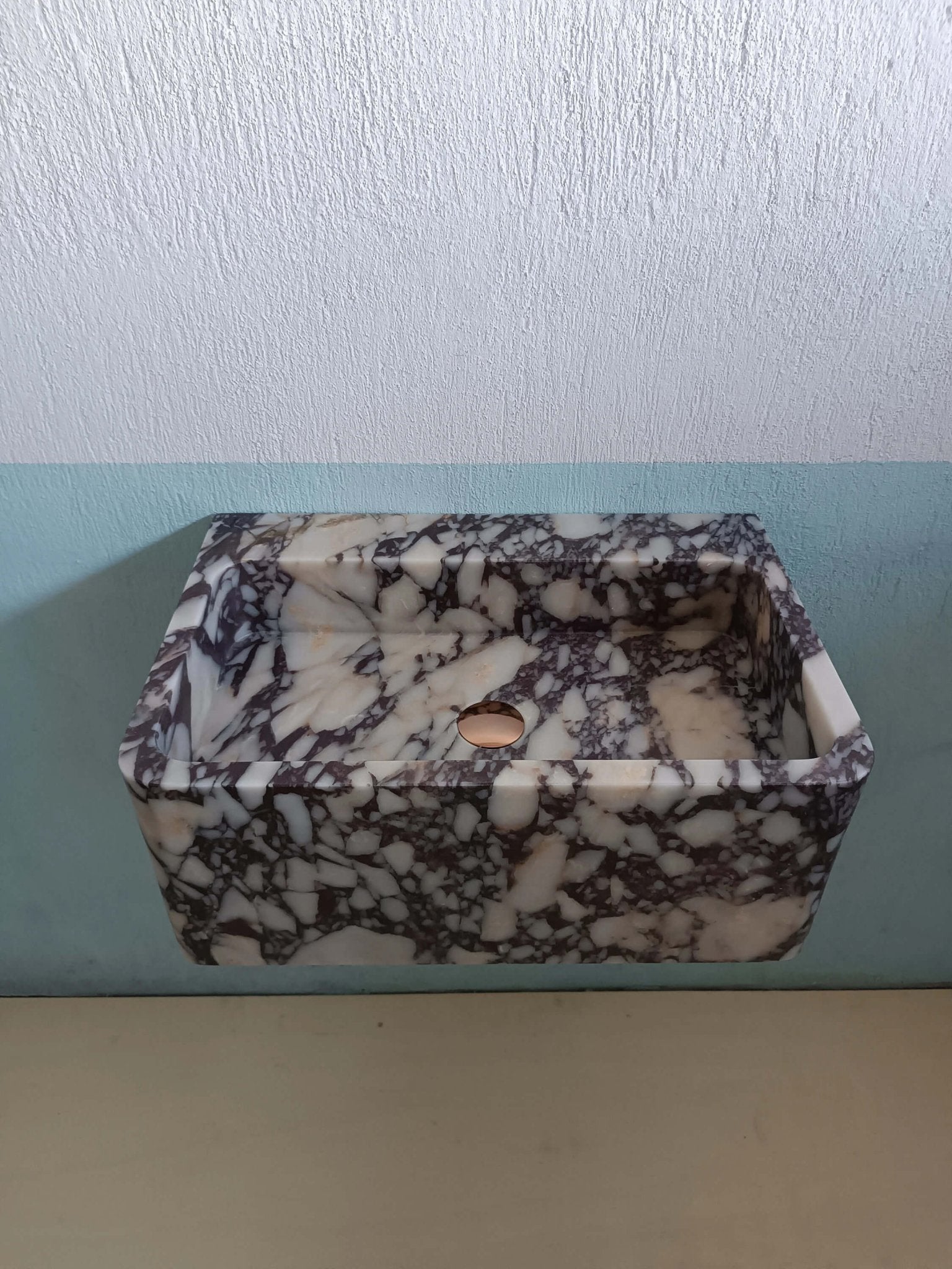 Marble sink wall mount, Floating marble sink, Custom marble sink, Powder room sink, Bathroom sink, Stone sink, Calacatta viola sink - Zeus Marble