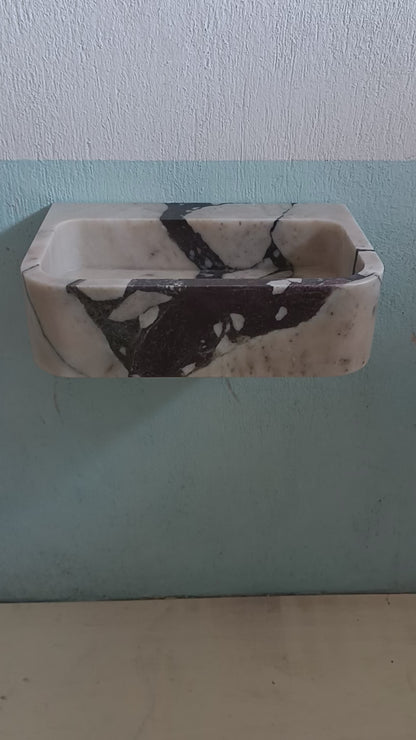 Custom Stone Sink - Calacatta Marble Wall Mount Vanity, Bathroom Basin