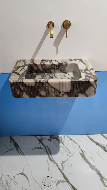 Bathroom Sink Viola Marble - Carve Stone, Calacatta Basin, Custom Vanity Sink