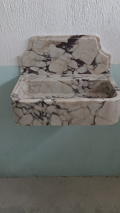 Calacatta Marble Sink - Custom Viola Stone Vanity with Backsplash