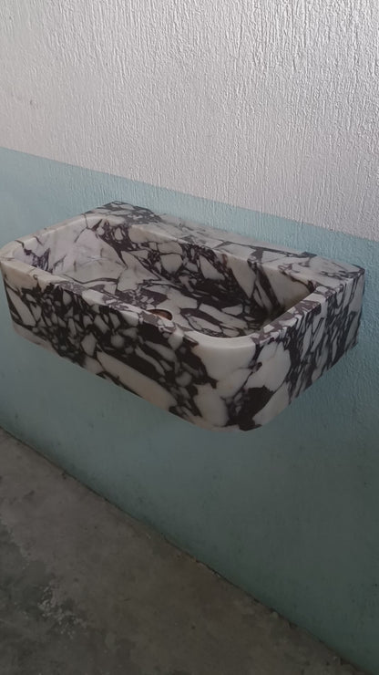 Calacatta Viola Marble Sink - Custom Wall Mounted Stone Bathroom Basin
