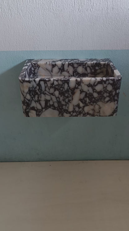 Custom Calacatta Viola Marble Sink - Floating Wall Mount Bathroom Basin