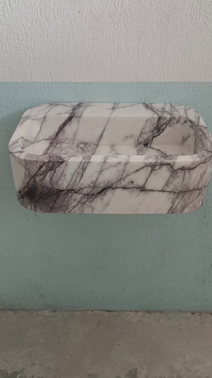 Custom Marble Sink - Lilac Stone Farmhouse Vanity, Floating Soapstone Bath Basin