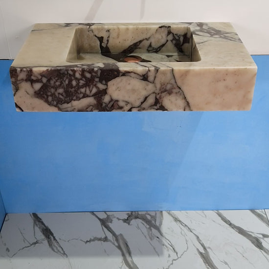 Marble sink, stone sink calacatta viola marble bathroom sinks, wall hung marble sink, soapstone sink vessel sink marble above counter sink - Zeus Marble