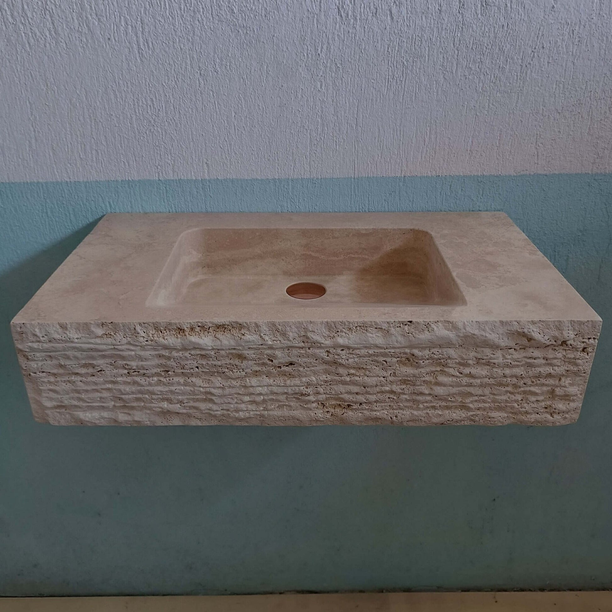 Travertine Sink, Travertine scallop sink, Travertine Chisel Sink, Travertine Vanity Wall Mount, Travertine Floating Sink, Marble Trough Sink - Zeus Marble